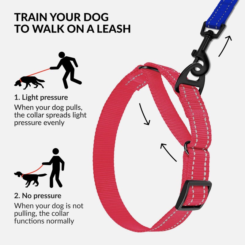 CollarDirect Reflective Martingale Dog Collar Nylon Heavy Duty Training Pet Collars for Small Medium Large Dogs Puppy Black Blue Mint Green Red Pink Purple Dark Red (M, Neck Size 13"-18", Pink) - Image 2